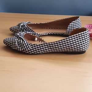 New-A new day b&w gingham d'orsay flats